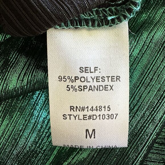 Women’s Long Sleeves Open Front Metallic Green Mini Dress Size M NWT - Picture 6 of 8